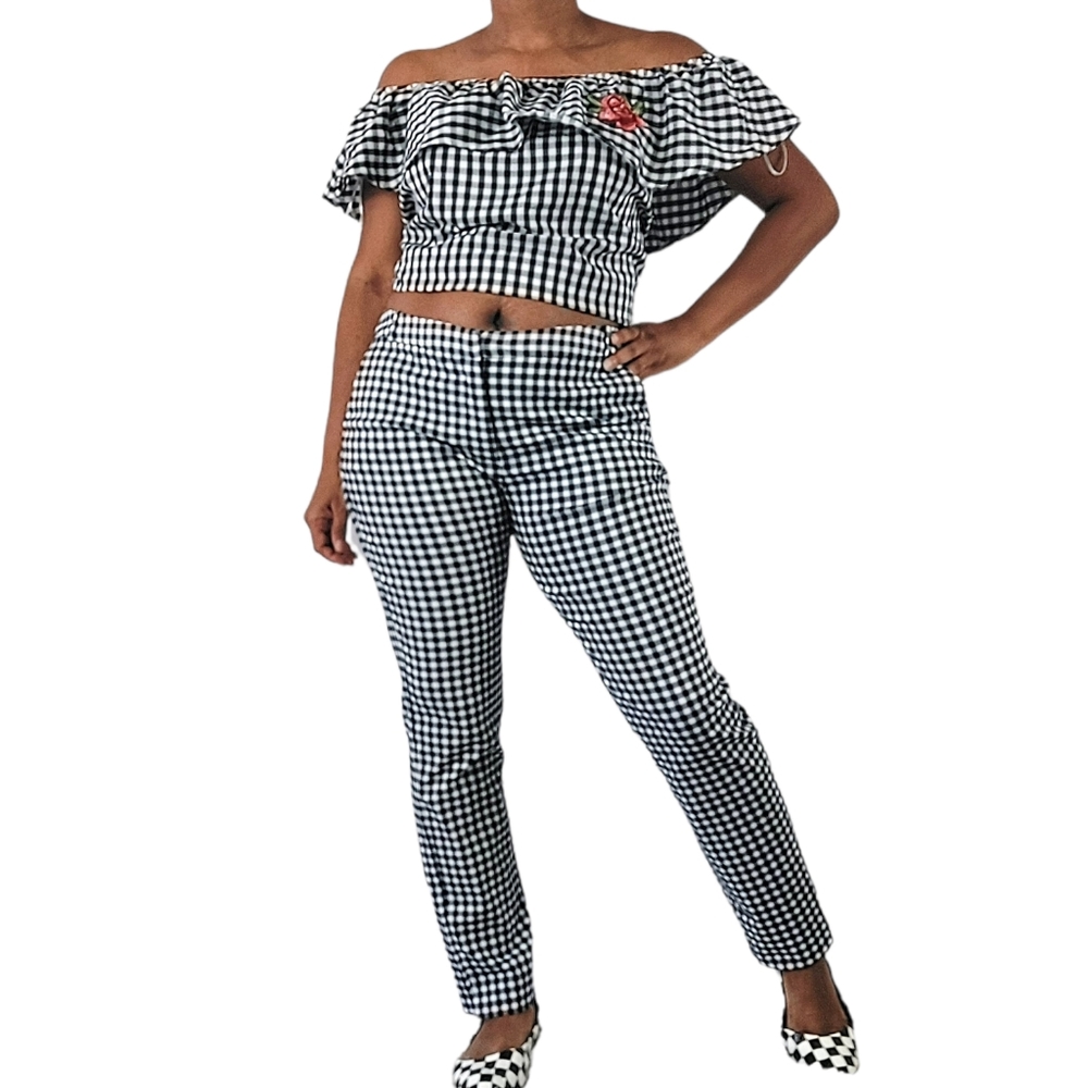 MNG Basics Black & White Gingham Pants